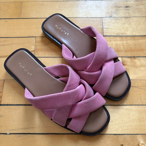 Maguire Shoes - Maguire Sz 8 (38) Suede Braided Pink Slip On Sandals